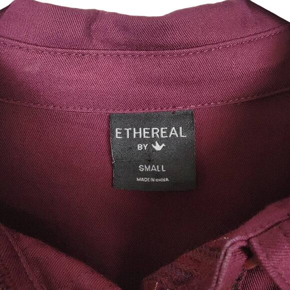 ETHEREAL by PAPER CRANE Anthropologie Wine Red Rayon Button Up Shirt - S - Picture 4 of 8